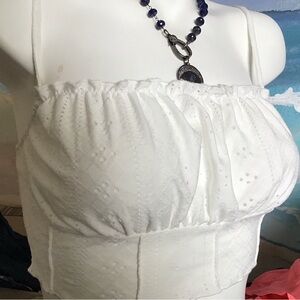 White soft cotton lacey tank, small